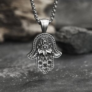 Nyaklánc Hamsa Hand Evil Eye Pure Tin