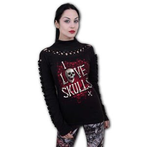 póló női - LOVE SKULLS - SPIRAL - K070F476 L