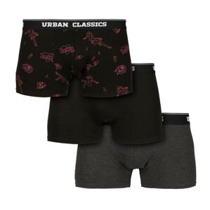 Férfi boxer szett URBAN CLASSICS - 3 darab - szénszürke / funky S