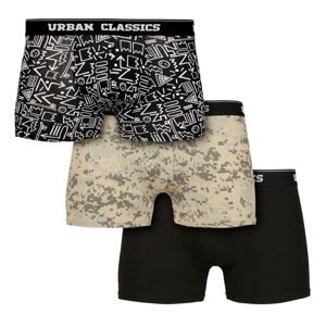 Férfi boxer szett URBAN CLASSICS - 3 darab - digitális terepmintás / aztékmintás S