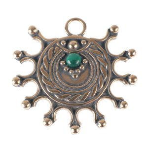 Medál (nap amulett) DEVANA - bronz/Malachit